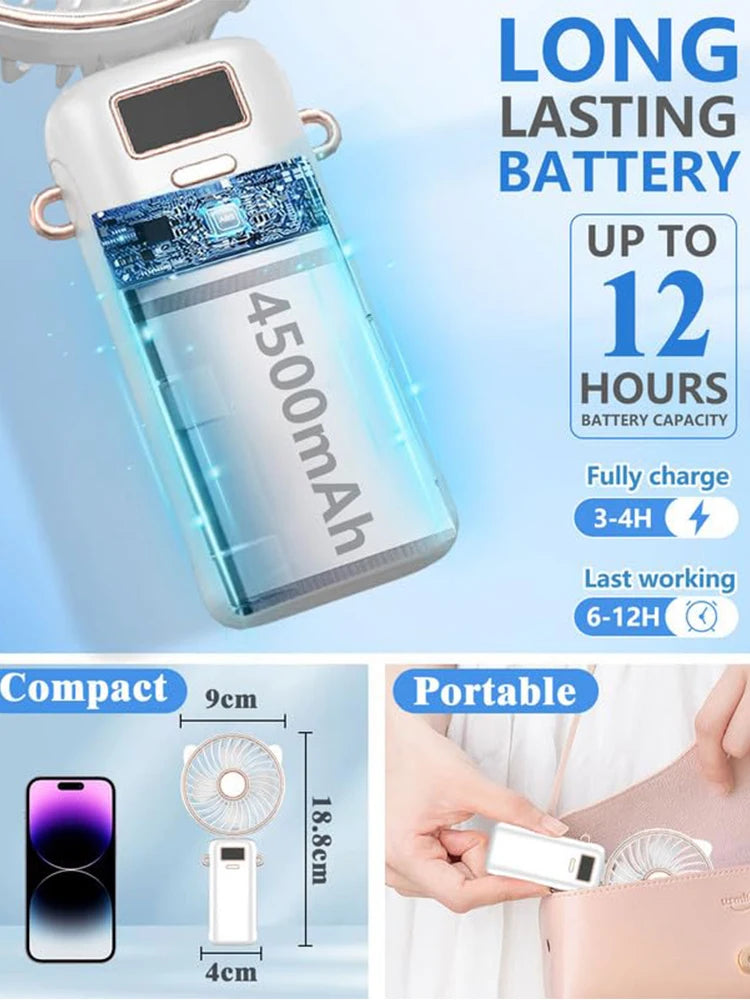 Real 1500mah Mini Handheld Fan Electric Rechargeable Mini Lash Fan Hand Held For Summer Gift - Stereotech