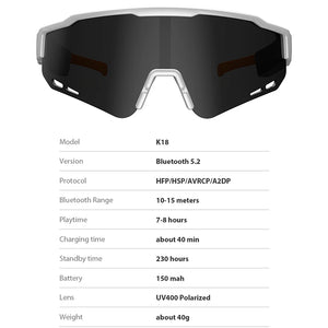 Smart Glasses Bluetooth 5.2 Earphones Sunglassess Wireless Riding Sport Headphone UV400 Polarized Music Calling Eyeglassess