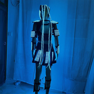 Cool RGB Led Women's Costume Light Up Wedding Dress Party Skirt DJ Sexy Bra Shoulder Underdress Performance Mask With Long Hairs