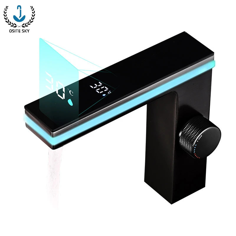LED Ambient Light Intelligent Display Temperature Honeycomb Filter Anti-splash Hot and Cold Water Bathroom Faucet