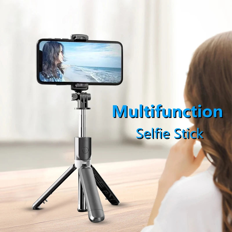 Selfie Stick Tripod For Phone Wireless Bluetooth Cell Phone Gimbal Extendable For iPhone Xiaomi Samsung For Live Streaming - Stereotech
