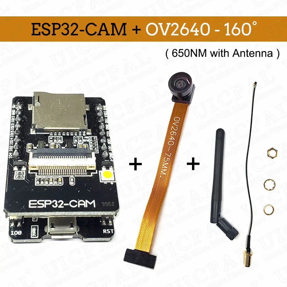 OV2640 ESP32 Cam Set with DVP 24pin Camera 66 120 160 Degree 850nm Night Vision 2MP 2.4 GHz 8MB PSRAM Wireless Bluetooth Module