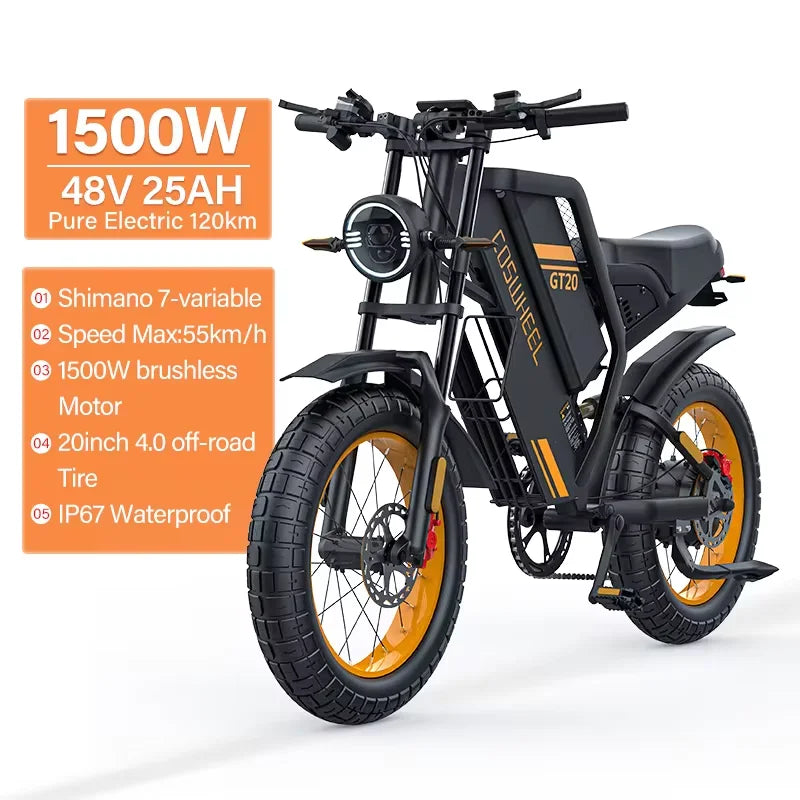 Coswheel Ebike GT20 Adult Electric Motorcycle Mountain Bikes 20Inch 48V Electric bike Fatbike Adult Motorcycles Drit bike