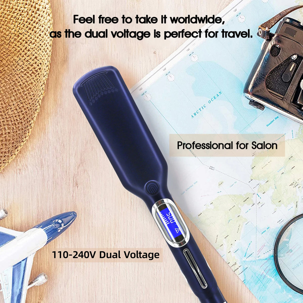 Professional Hair Straightener Titanium Plate Fast Heat Up 500F Flat Iron 2 in 1 Straightener and Curler Styling Tool