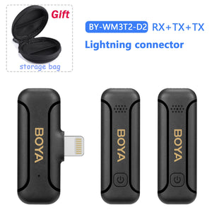 BOYA BY-WM3T2 Professional Wireless Lavalier Lapel Mini Microphone for iphone ipad Android Live Broadcast Streaming Vlogging