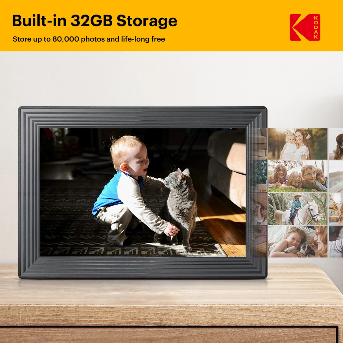 Kodak 10 inch Smart WiFi Digital Photo Frame, 800*1280HD Touch Screen, Supports Type-c Power Supply,Remote Transmission of Photo