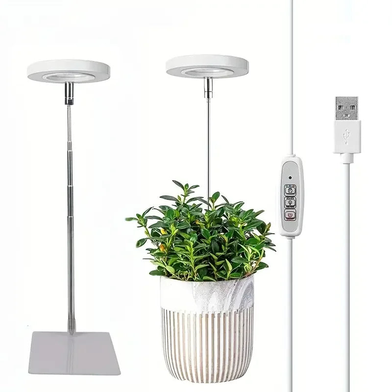LED Ring Grow Light Full Spectrum Growing Lamp with Auto On/Off Timer Height Adjustable Dimmable Growth Lights for Indoor Plants