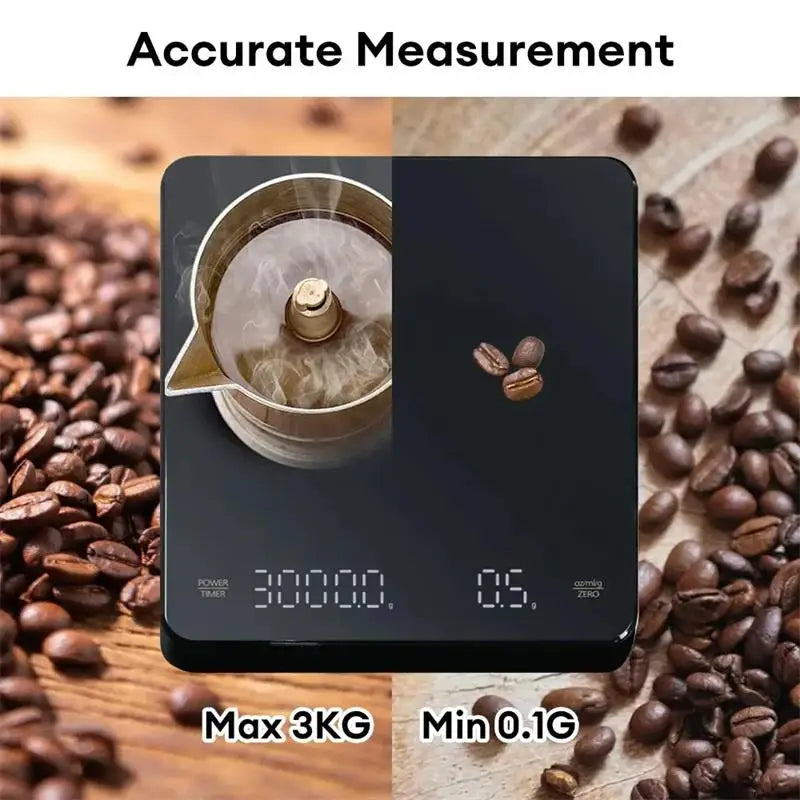 Digital Coffee Scale with Timer LED Screen Espresso USB 3kg Max.Weighing 0.1g High Precision Measures in Oz/ml/g Kitchen Scale - Stereotech