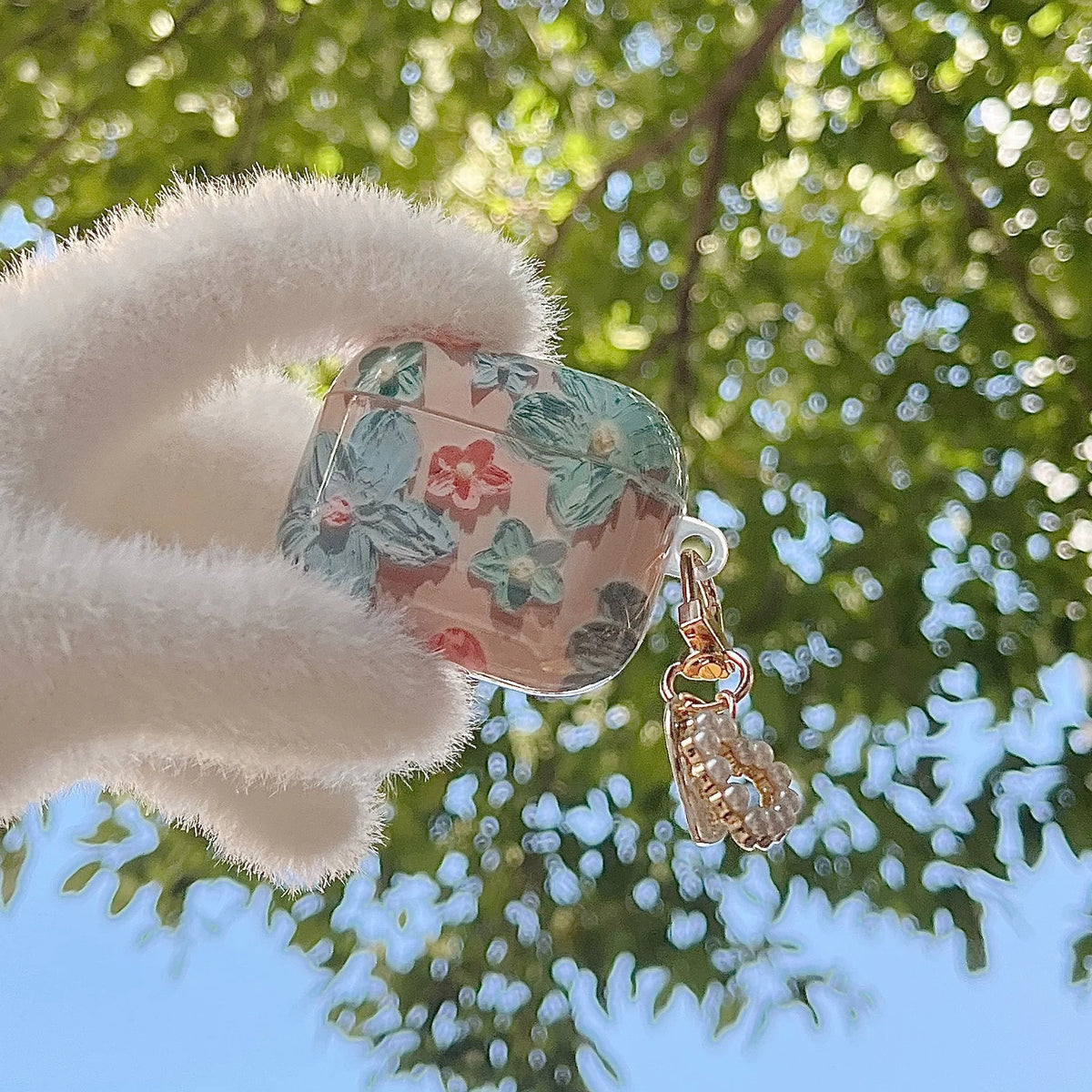 Retro Pink Flower+Hanger For Apple AirPods 1 2 Pro Bluetooth Headphone Cover 3rd Generation Silicone Soft Cover Protective Case - Stereotech