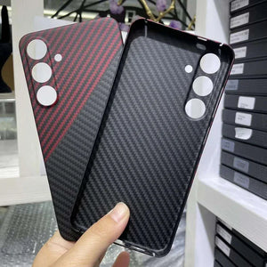 Case for Samsung Galaxy S24 S24+ Plus 600D Real Carbon Fiber Aramid Cell Mobile Phone Protective Cover Protection Shell