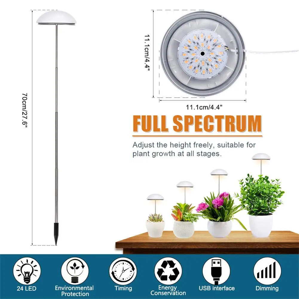 Led Grow Light Full-spectrum Telescopic Rod Cycle Timing Lamp For Indoor Flower Potted Plant Growth Light Indoor Flower Seedling