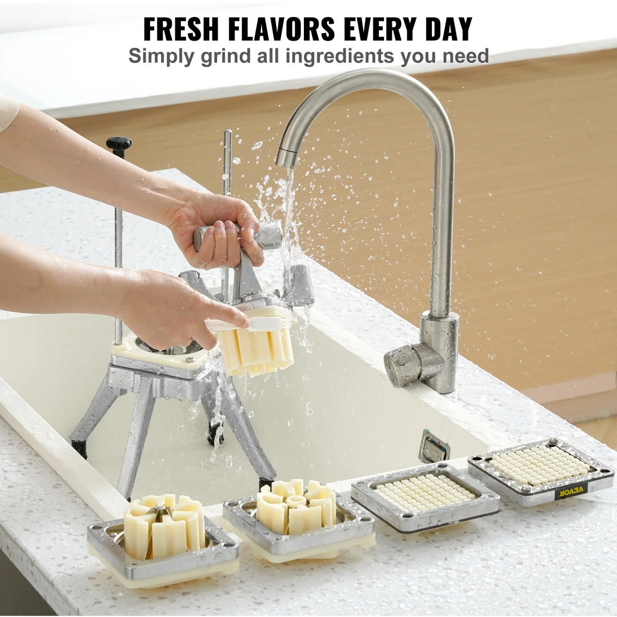 VEVOR Commercial Vegetable Fruit Dicer Cutter Potato Slicer Chopper 4 Blades &amp; Tray Manual Cutting Machine home appliance