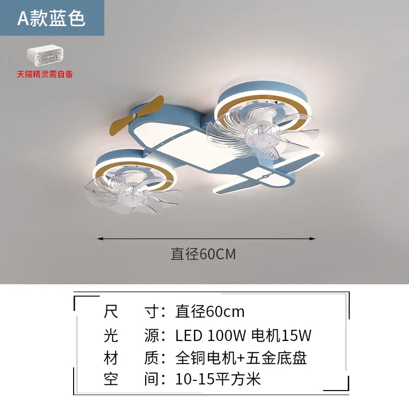 LED Aircraft Ceiling Light Cartoon Remote Control Fan Lamp Boy Room Lights Children&#39;s Room Bedroom lamp Gift Light For Children