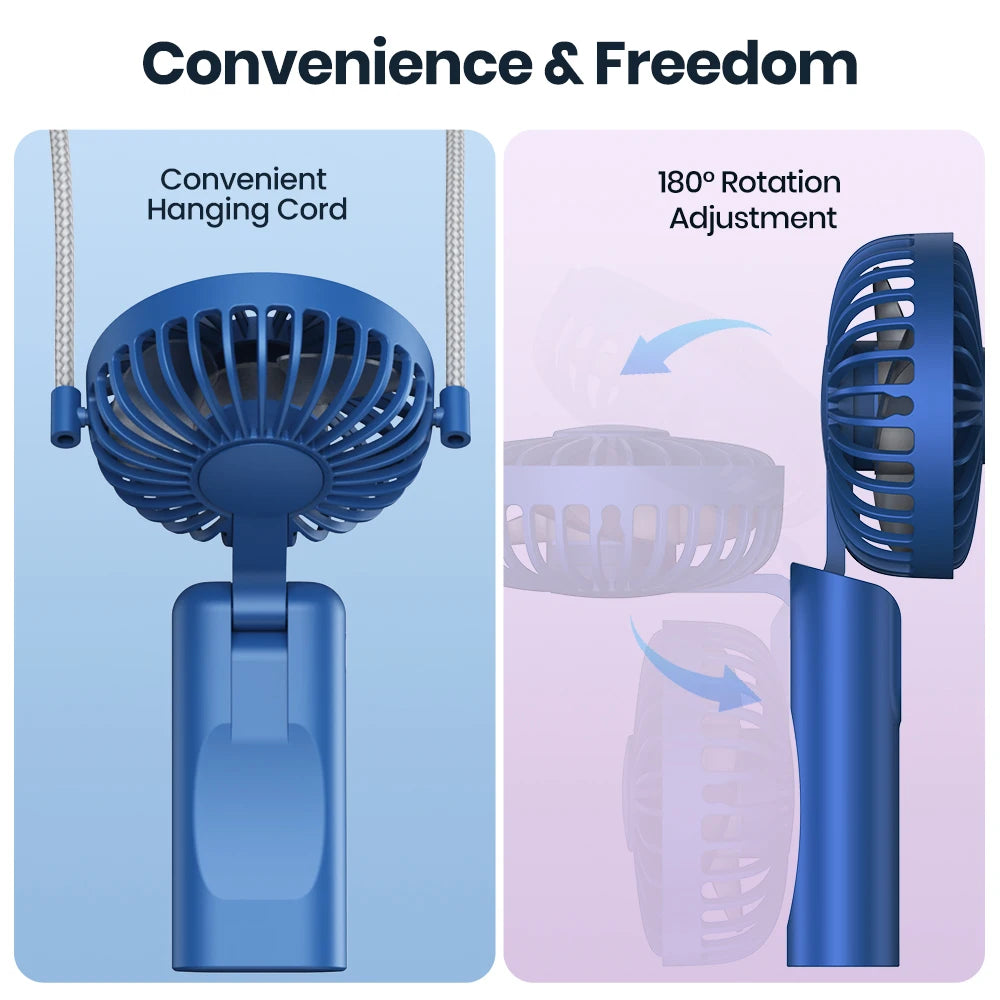 TOPK 5000mah Mini Portable Fan,USB Desk Electric Fan,Small Personal hand Fan with USB Rechargeable Cooling Folding Fans for Room - Stereotech