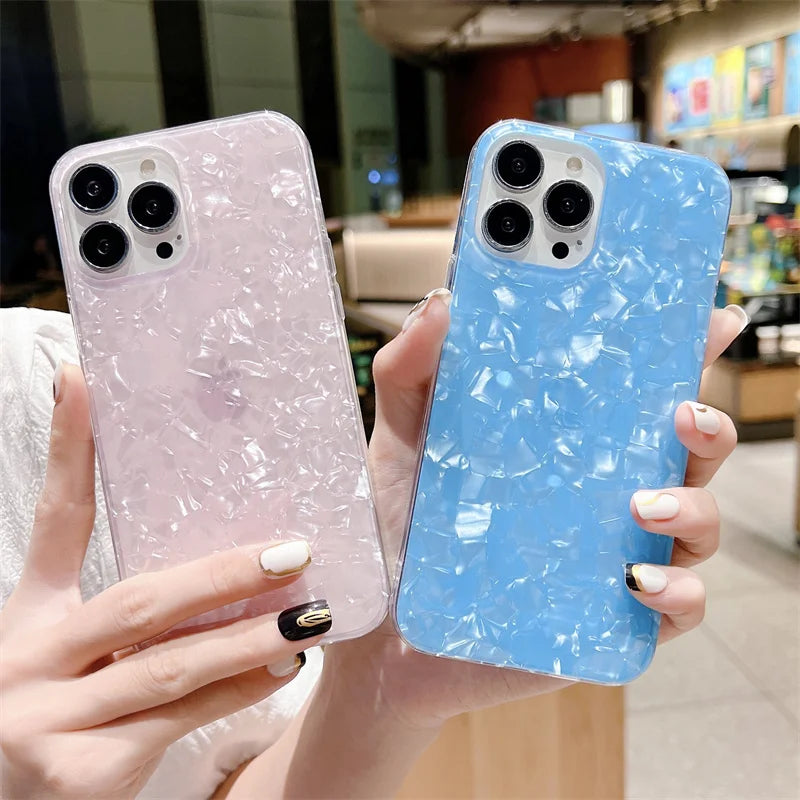 Colorful Dream Shell Texture Phone Case For iPhone 14 13 12 11 Pro Max X XR XS 7 8 14 Plus Shockproof Bumber Soft IMD Back Cover