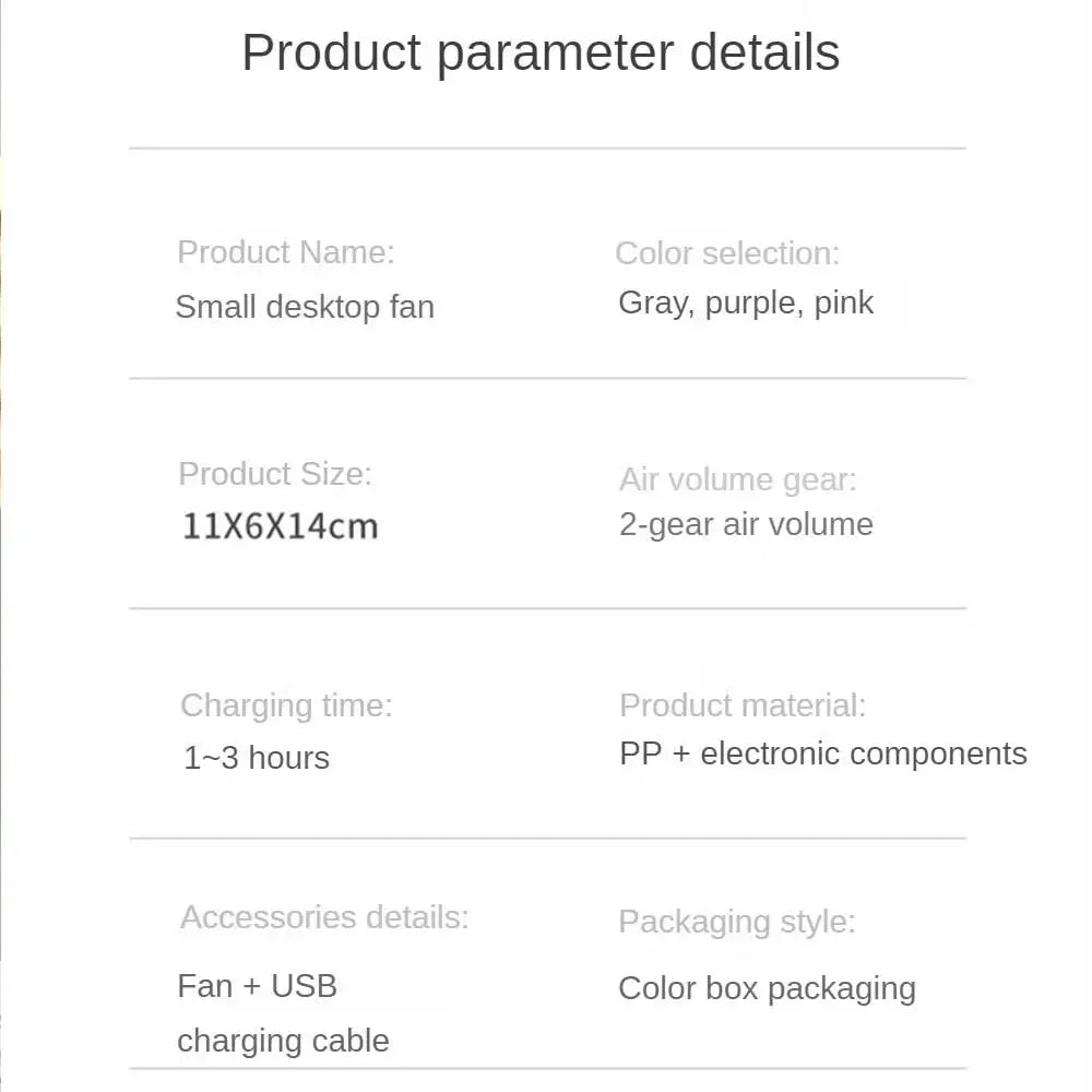 Electric Fan Usb Charging Rechargeable Powerful Portable Student Office Dormitory Small Gift Cooling Fans Small Desktop Fan - Stereotech