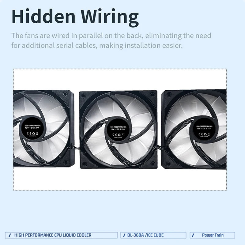 Power train DL-360 PC Water Cooling Radiator 120mm ARGB Fan 360mm CPU Liquid Water Cooler for LGA2011 1700 115X AM4 AM5 AMD