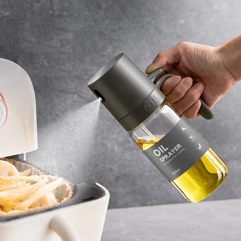 Oil Spray Bottle 250ml High Borosilicate Glass Cooking Oil Dispensers Olive Oil Sprayer Mister for Air Fryer Salad Baking - Stereotech