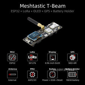 LILYGO® TTGO Meshtastic T-Beam LoRa ESP32 Development Board 433/868/915MHz LoRaWAN Module Circuits With WiFi Bluetooth GPS OLED