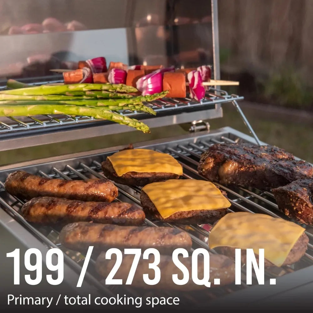 2 Burner Tabletop Propane Gas Grill in Stainless Steel Camping Furnace Barbecue Cookware Bbq Brazier Kitchen Dining Bar Home - Stereotech