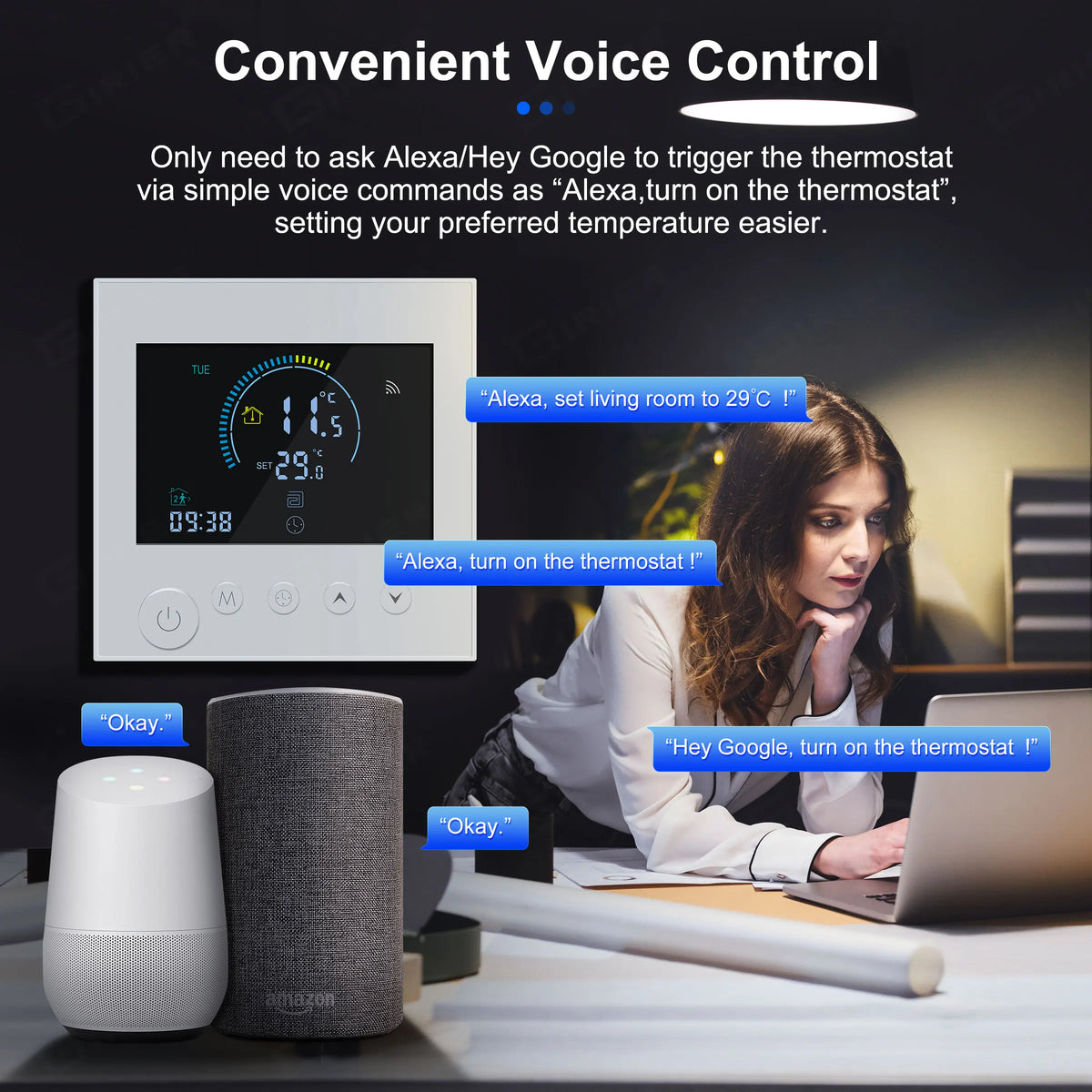 GIRIER Smart WiFi Thermostat for Electric Heating Water/Gas Boiler Programmable Temperature Controller Works Alexa Hey Google