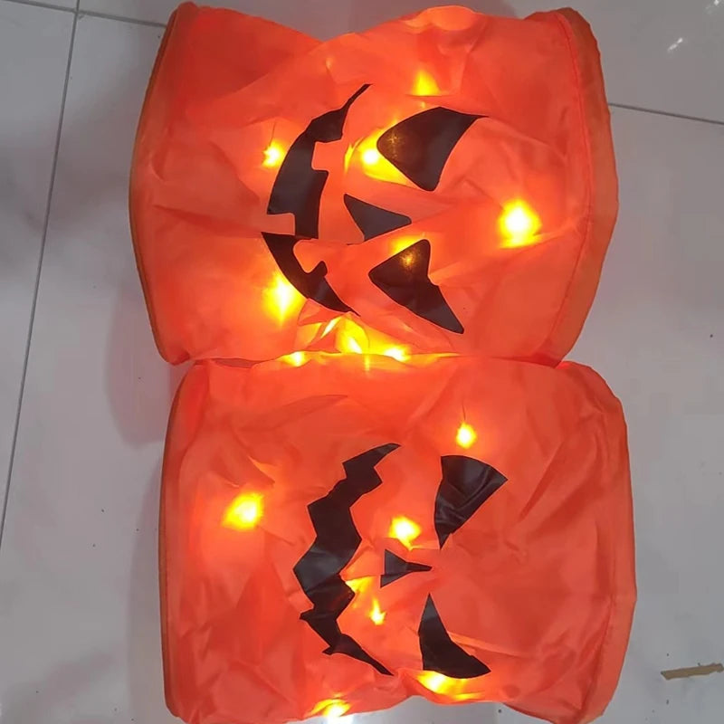 2024 Halloween Decor Hand-held Pumpkin Bag Children&#39;s Candy Gift Bag Luminous LED Bag Glow In The Dark Night