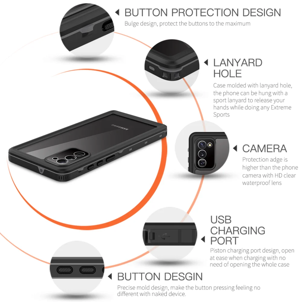 IP68 Waterproof Case For Samsung Galaxy S24 Ultra S23 FE S22 S21 S20 Plus Note 20 A53 A32 A13 Outdoor Swimming Phone Cover