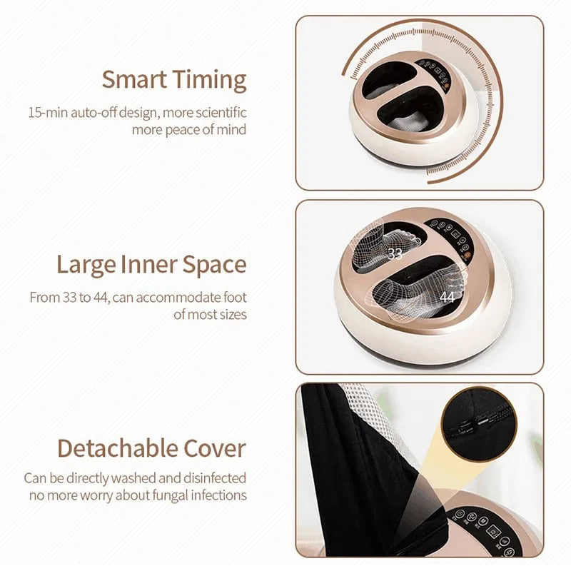 Electric Shiatsu Foot Massager Health Care Heating deep Kneading Scraping Vibration Air Compression Massage Therapy Anti-stress