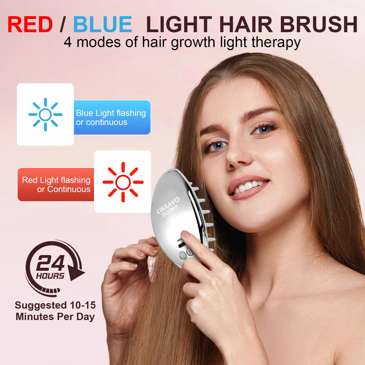 EMS Micro-Current Hair Growth Massage Comb Red Blue Anti-loss thick hair comb vibratory scalp massager