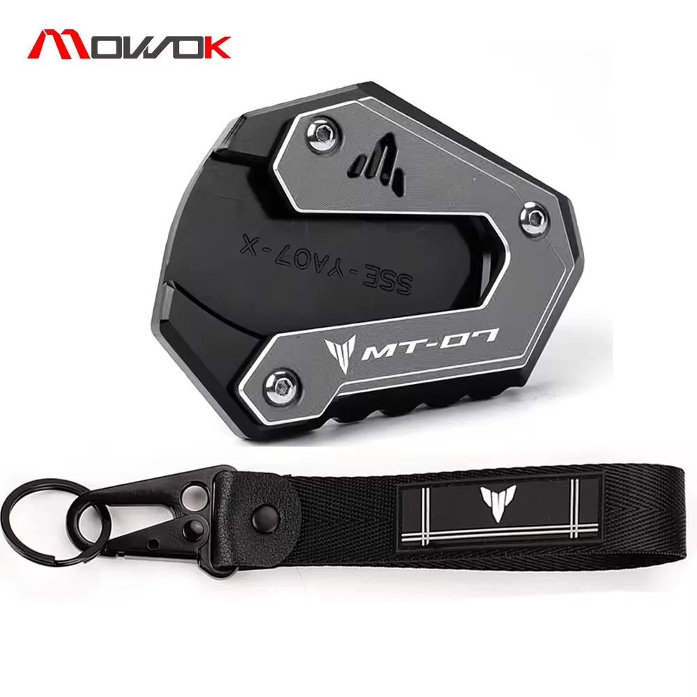 For yamaha MT07 MT-07 mt07 2014-2021 2022 2023 2024 motorcycle Side Stand Enlarge Kickstand Extension Plate Pad key chain ring