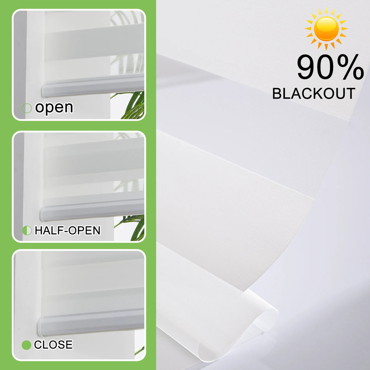 Persilux Motorized Zebra Blinds for Windows Works with Alexa, Smart Light Filtering Day and Night Light Control Dual Layer