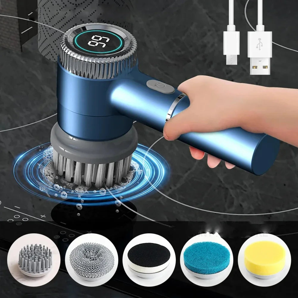 New Electric Pot Brush Charging Cleaning Dishwashing Brush Multi-functional Handheld Wireless Charging Pot Brush Kitchen Magic