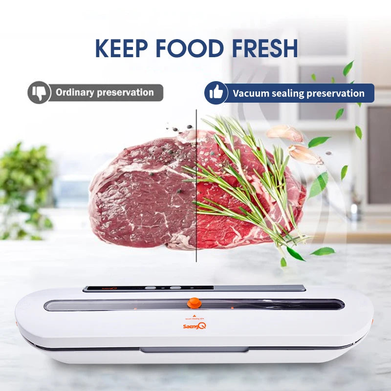 Food Vacuum Sealer 220V/110V Automatic Commercial Household Food Vacuum Sealer Packaging Machine Include 10Pcs Bags - Stereotech
