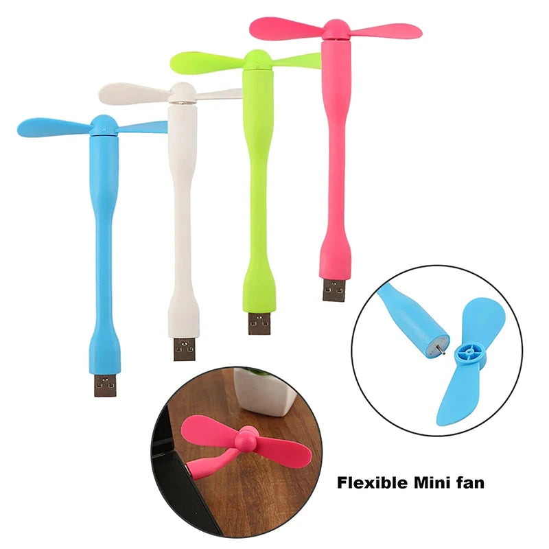 6Pcs Mini USB Fan Flexible Bendable Fan For Power Bank Laptop PC AC Charger Portable Hand Cooling Fan For Computer Summer Gadget - Stereotech