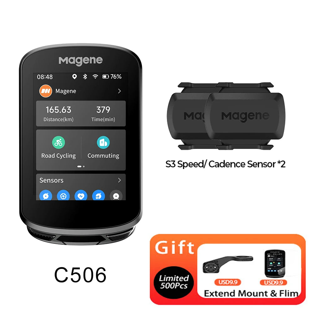 Magene C506 GPS Bike Computer Navigation WiFi Speedometer Color Touchscreen MTB Road Bicycle Odometer Cycling Training Notice