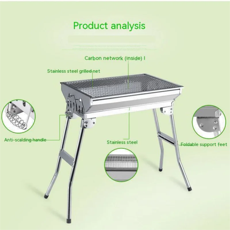 Stainless Steel Incinerator Grill BBQ Charcoal Stove Outdoor Picnic Portable Folding Stove Camping Equipment Camping Oven - Stereotech