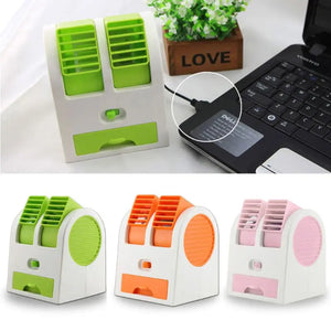 Mini Small Fan Cooling Portable Desktop Dual Bladeless Air Conditioner USB NEW - Stereotech