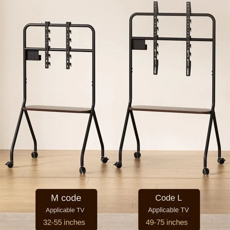 MOMO Floor Standing TV Support Shelf Removable With Wheels 32-75 Inches TV Cart All-in-one TV Shelf Mute Wheels