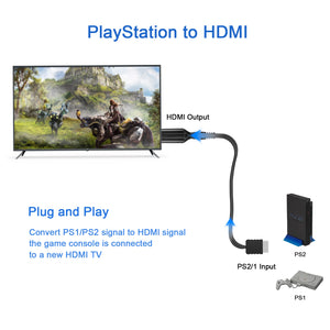 PS1/PS2 to HDMI compatible with all PS1/PS2 display modes, 1080p, pure digital HDMI audio/video signal
