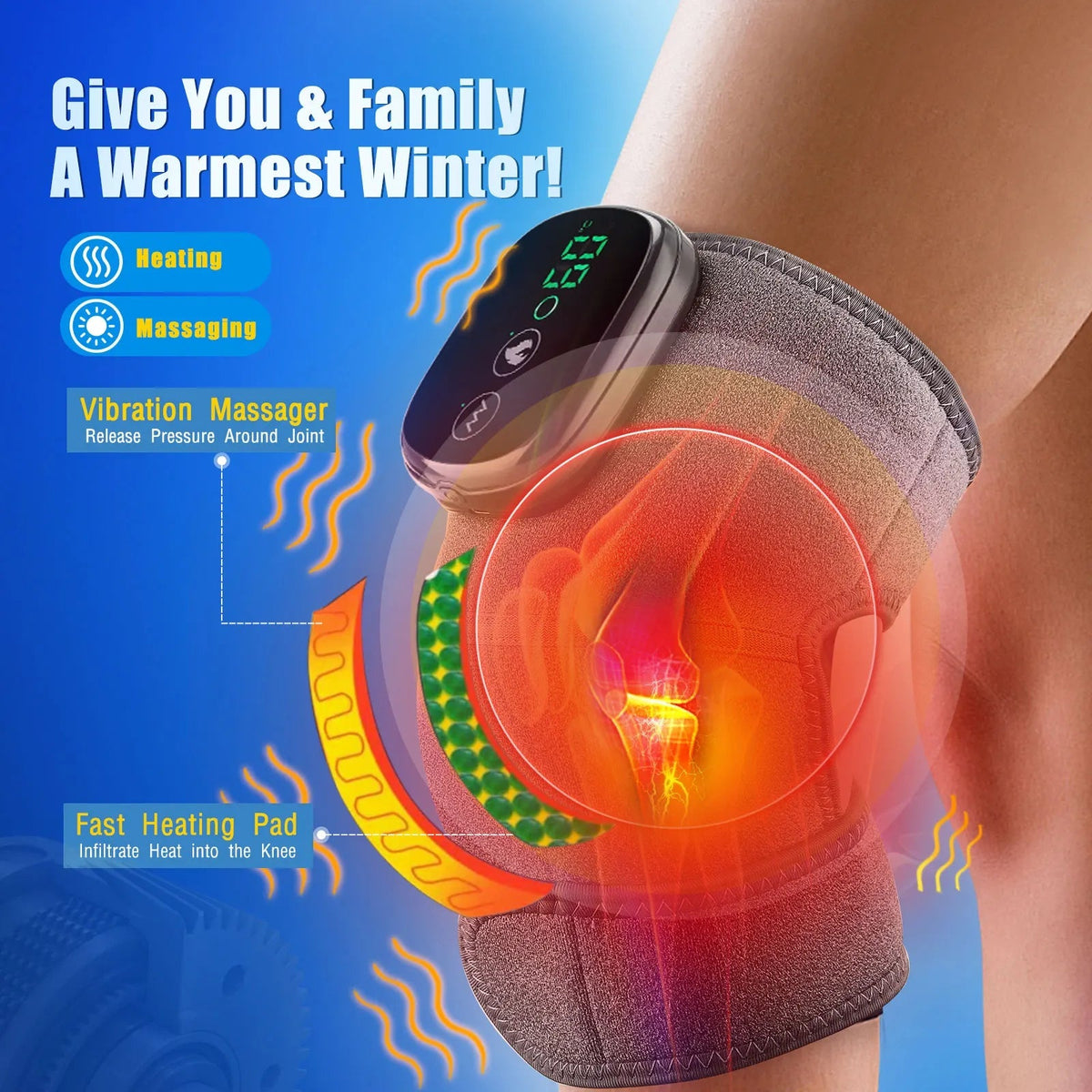 Electric Heating Knee Massager Far Infrared Joint Elbow Knee Pad