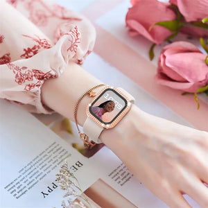 Bling Glass+Cover For Apple Watch Case 44mm 45 41mm 40mm 44 mm women Diamond bumper+Screen Protector iwatch series 7 9 8 5 6 SE - Stereotech