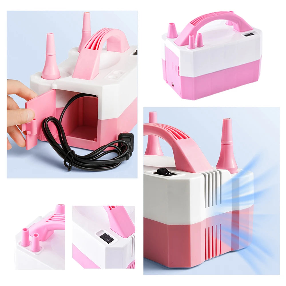 Electric Balloon Pump High Voltage Double-Hole AC Portable Air Balloon Pump Inflator Blowing Machine for Wedding Birthday Party