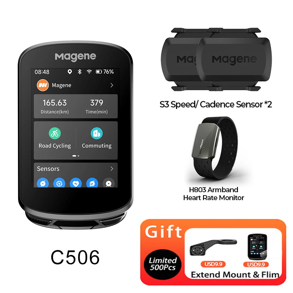 Magene C506 GPS Bike Computer Navigation WiFi Speedometer Color Touchscreen MTB Road Bicycle Odometer Cycling Training Notice