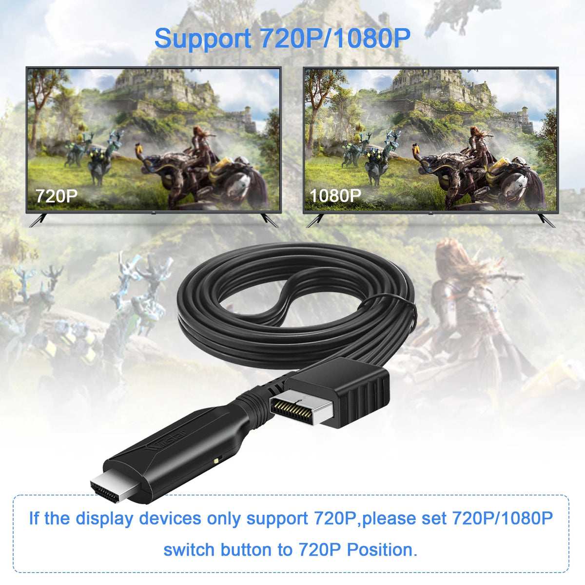 PS1/PS2 to HDMI compatible with all PS1/PS2 display modes, 1080p, pure digital HDMI audio/video signal