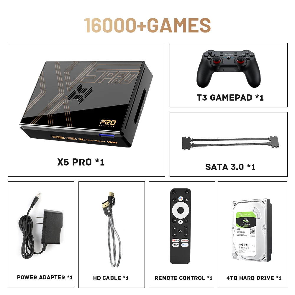 Retro Video Game Super Console X5pro With 16000+ Games 320g/4T  for PS2/PS1/Wii/N64/SS Emulator 8K@60fps Android12 Smart TV Box