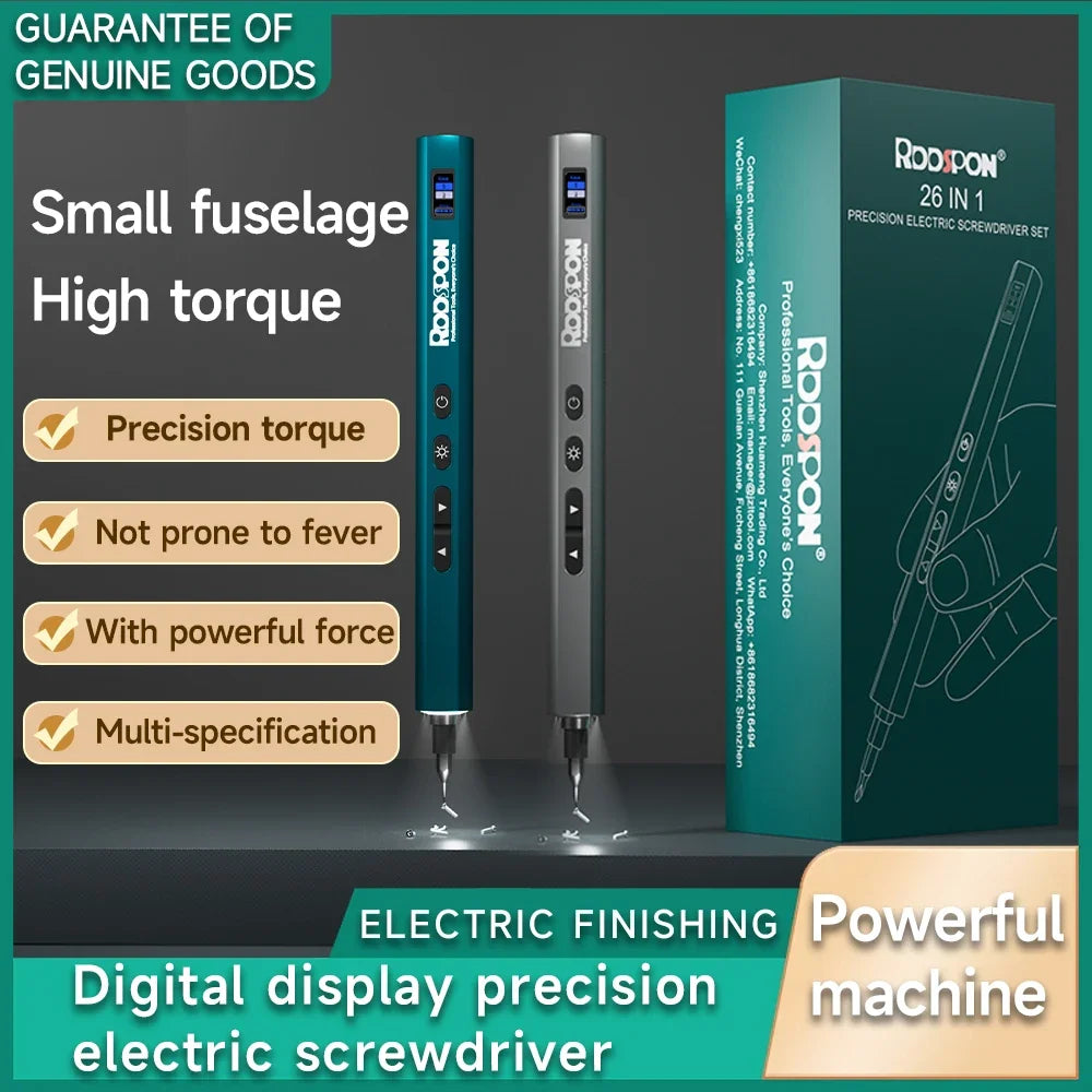 RDDSPON 62/26Pcs Professional Precision Electric Screwdriver Magnetic Set Adjustable Torque Rechargeable for Smart Home Repair