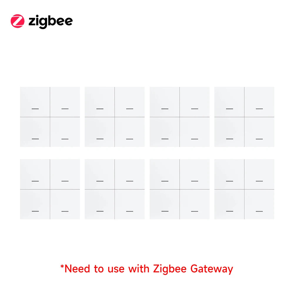 Tuya Zigbee Smart Scene Switch Button 4 Gang Wireless Switch Push Button Controller Smart Home Automation Scenario Switch