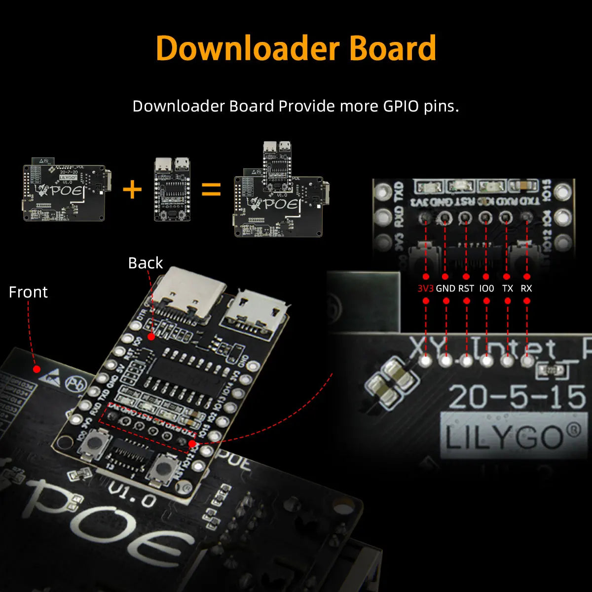 LILYGO® TTGO T-Internet-POE ESP32 Ethernet Adapter LAN8720A Development Board Downloader Expansion Module Programmable Hardware