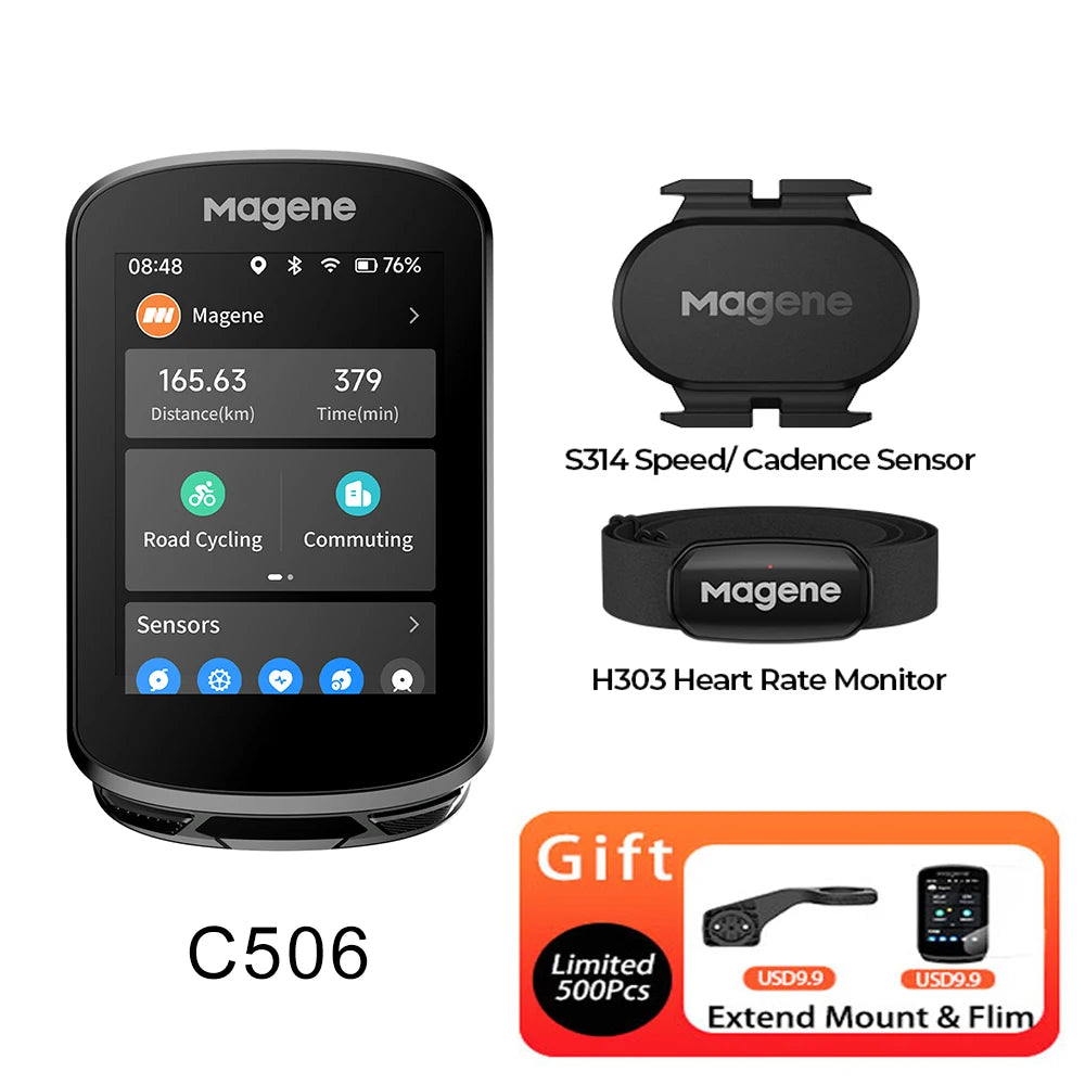 Magene C506 GPS Bike Computer Navigation WiFi Speedometer Color Touchscreen MTB Road Bicycle Odometer Cycling Training Notice