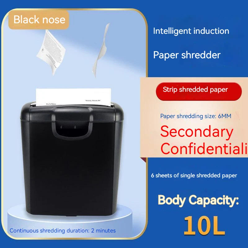 6 Sheets/time 10L Desktop Small Paper Shredder Office Household Electric Mini Shredder Filler Strip 6mm Strip Paper Cutter